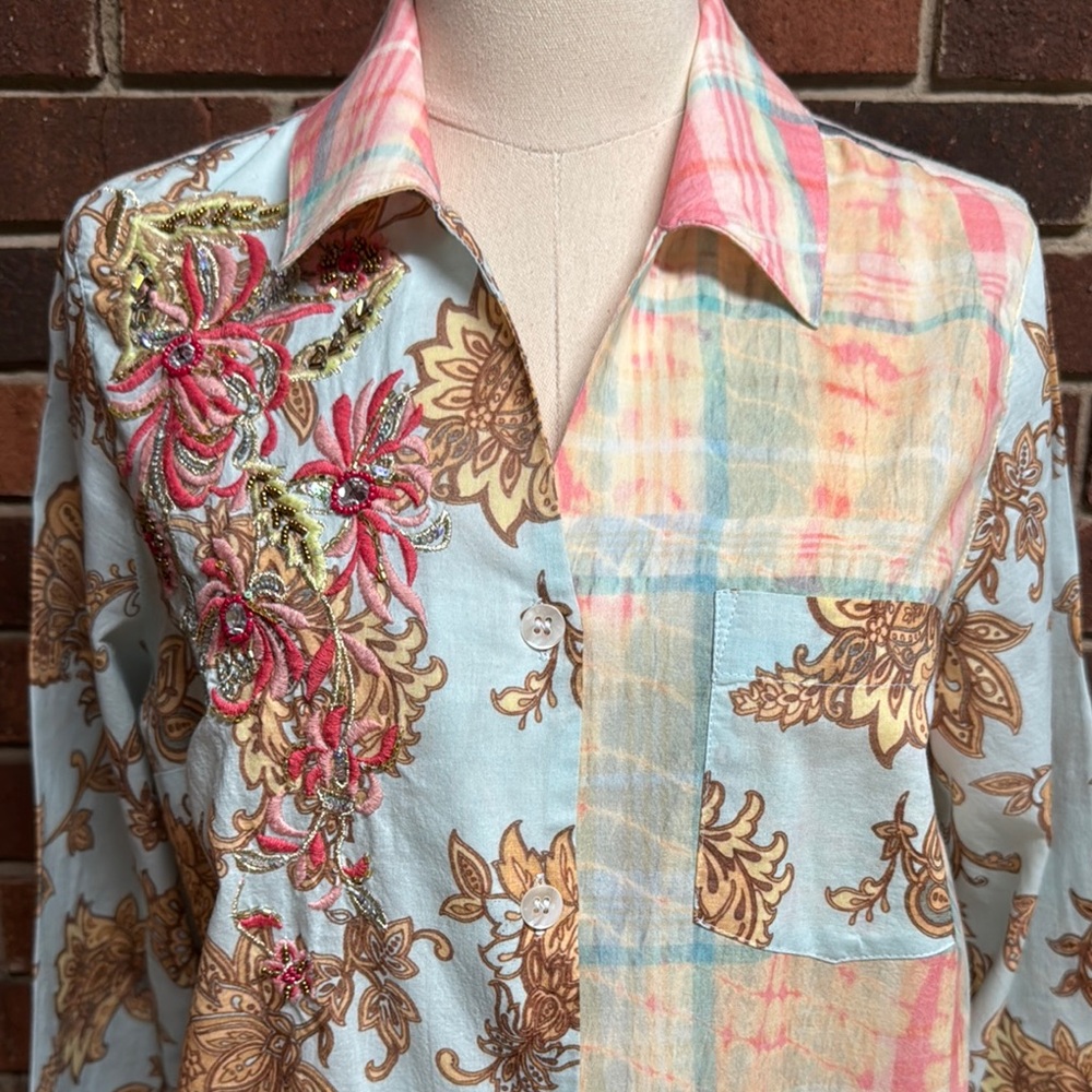 Soft Surroundings Patchwork Abstract Blouse - image 3